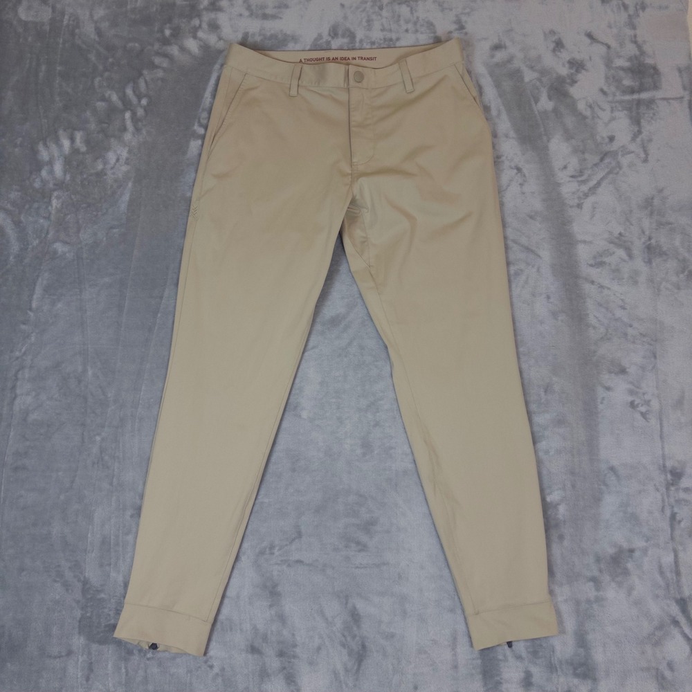 Rhone Commuter Pants Mens 32 Tan Khaki Slim Fit Ankle Zip Stretch Golf Casual